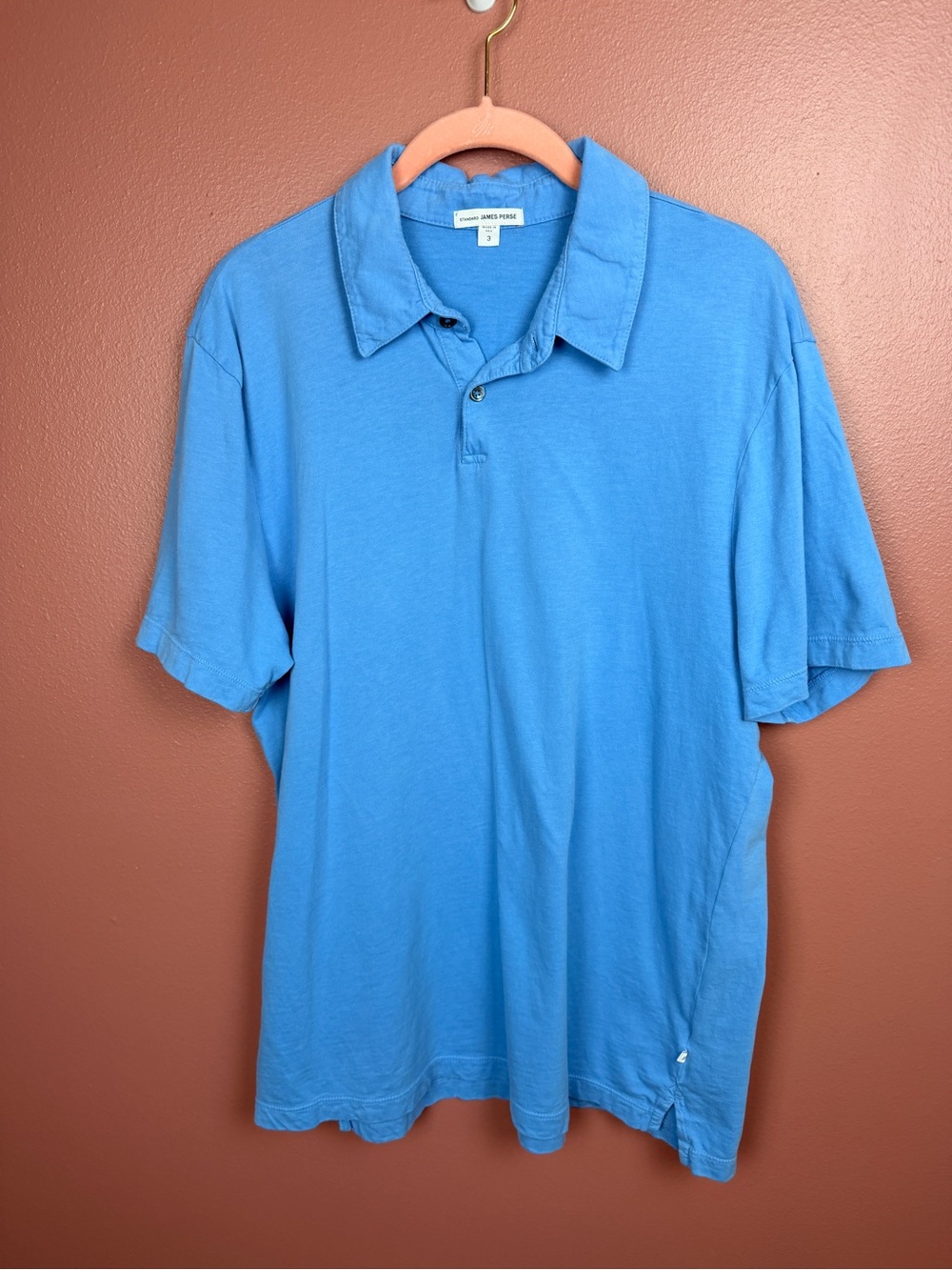 Standard James Perse Supima Cotton Jersey Polo in Blue Size 3 or Large